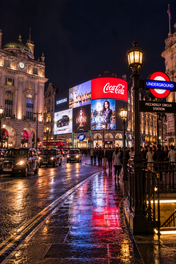 Piccadilly Circus at night, London