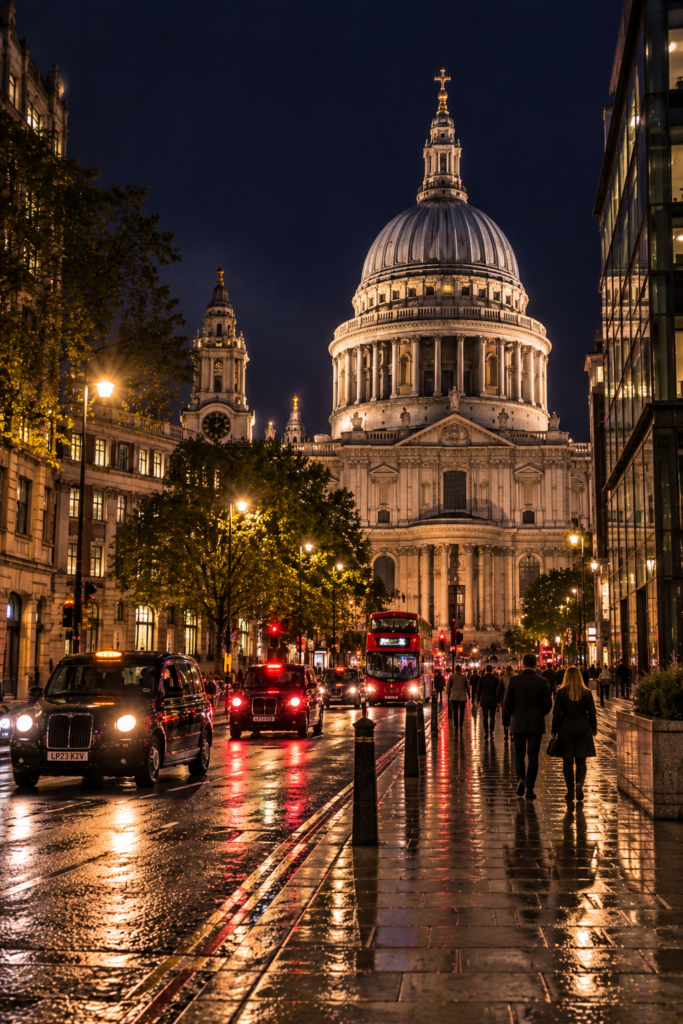 St Paul’s Cathedral at night, London